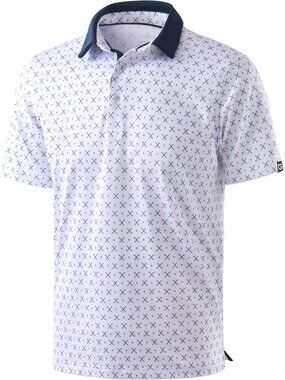 Men's Golf Clubs White Flowers Golf Shirt Short Sleeve Dry Fit Moisture Wicking